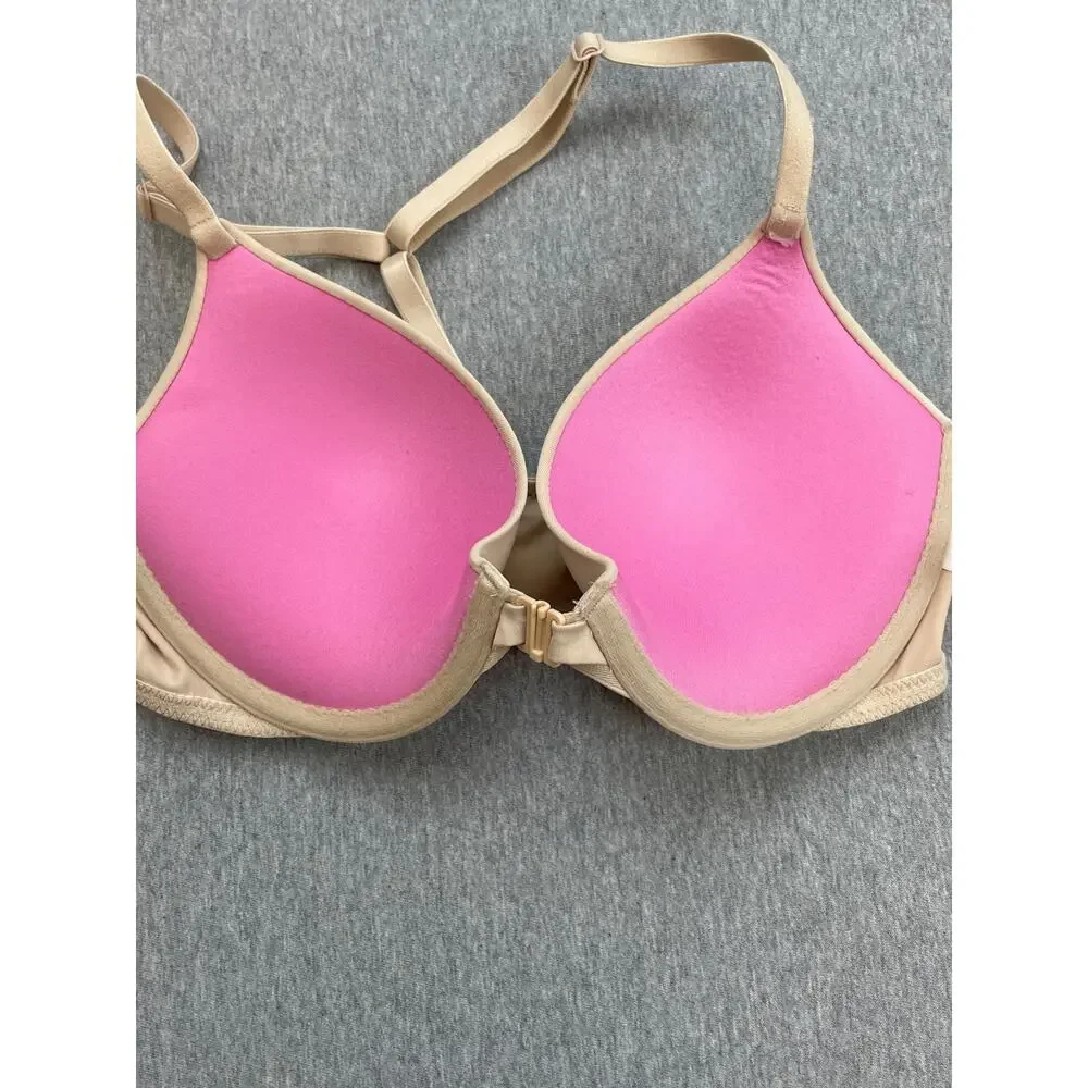 Victorias Secret PINK Bra Womens 32C Beige Stretch Adjustable Strap Push Up‎
